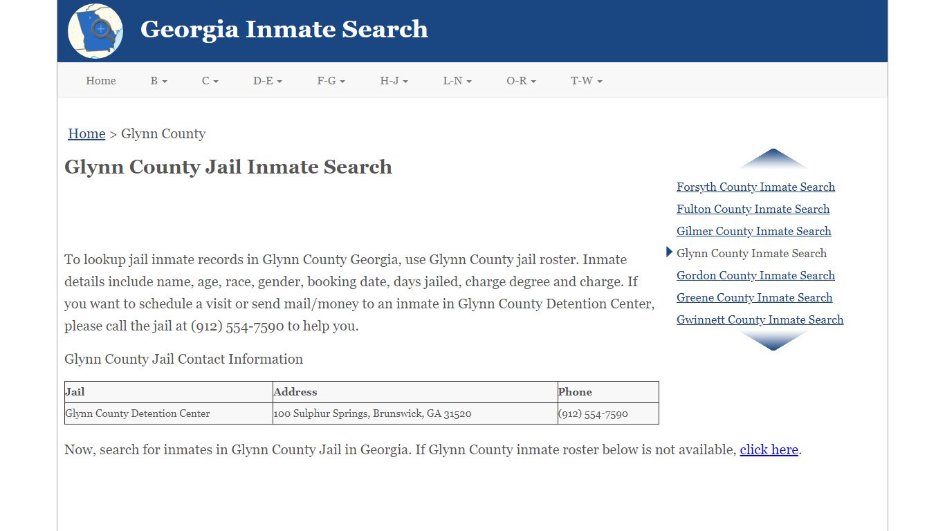 Glynn County Jail Inmate Search